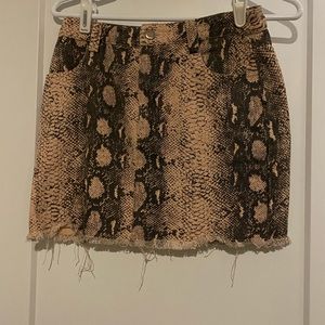 Pink snakeskin jean skirt